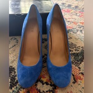 EUC J Crew Blue Grotto Suede Paulina Pumps 7.5